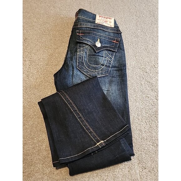 VTG True Religion Joey Women Jeans Bootcut Flare Flap Pocket  Sz 27 Made USA - Picture 1 of 16